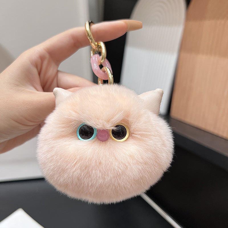 CUTE AND ADORABLE OTTER BUNNY FUR CAT CAR KEYCHAIN ACCESSORY