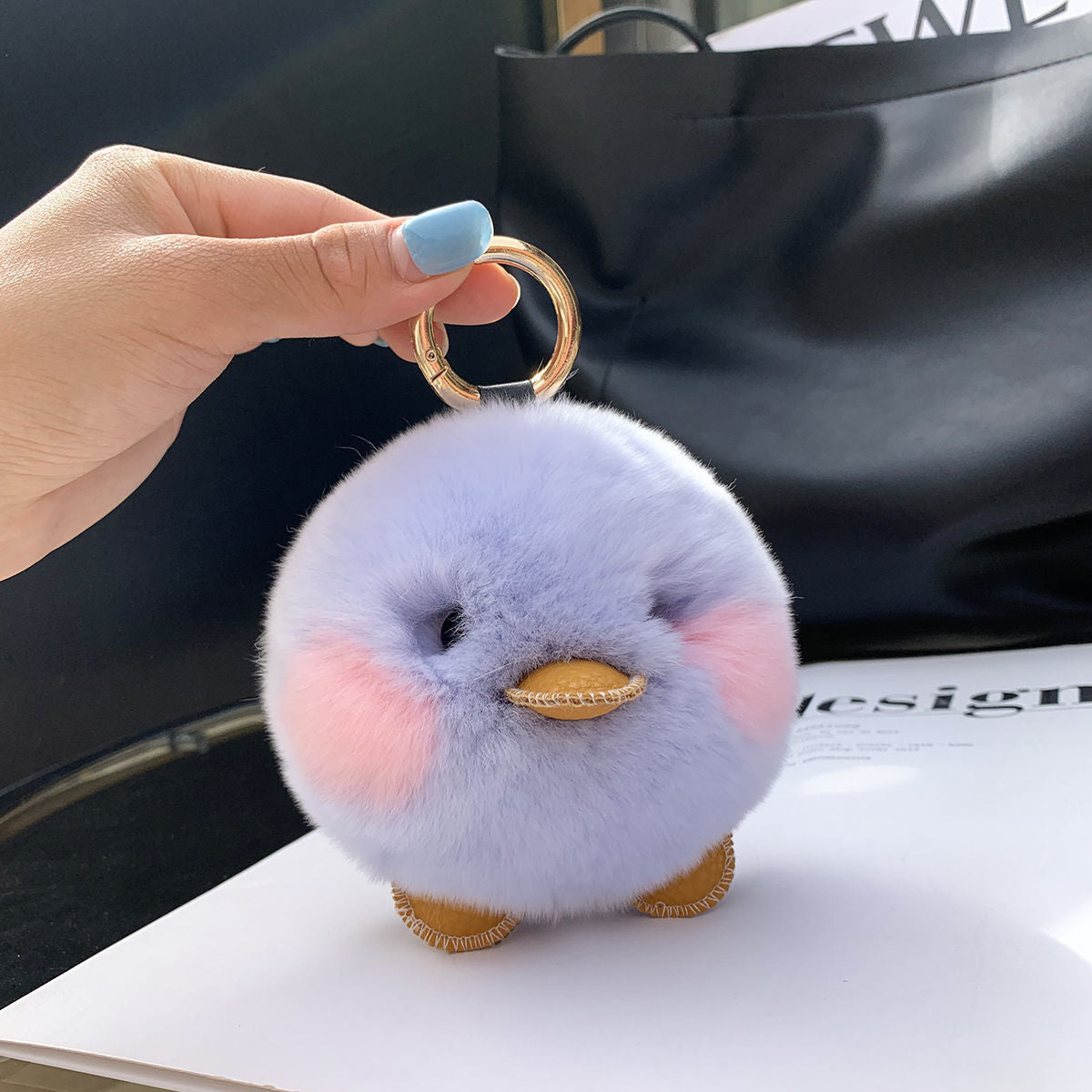 YELLOW DUCK KEYCHAIN PENDANT PLUSH TOY BACKPACK ACCESSORY