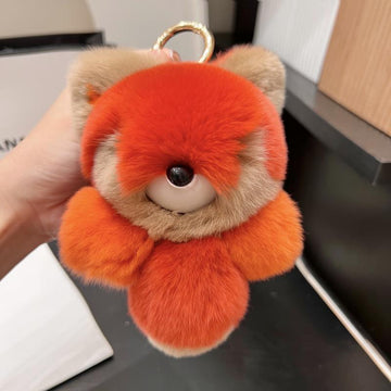 REAL RABBIT HAIR SMALL FOX CHARM DOLL ACCESSORY