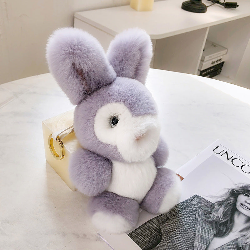 CUTE REAL RABBIT FUR BUNNY KEYCHAIN