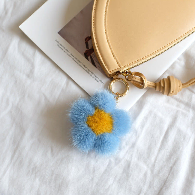 MINK FUR CHERRY BLOSSOM PENDANT BAG ACCESSORY