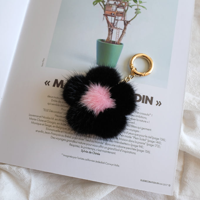 MINK FUR CHERRY BLOSSOM PENDANT BAG ACCESSORY