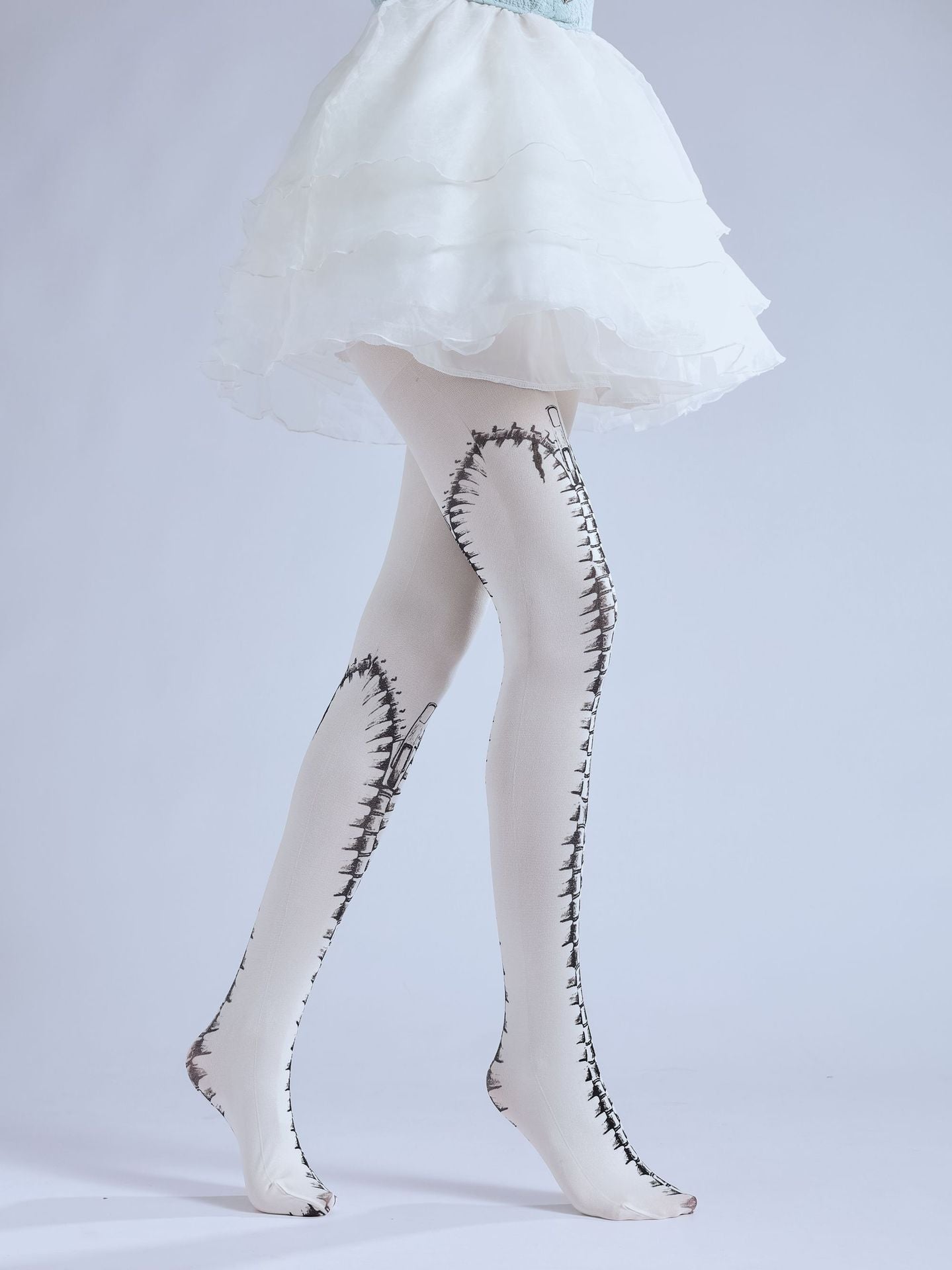FUN PUNK GOTH ZIP PRINT PANTYHOSE COSPLAY PANTYHOSE