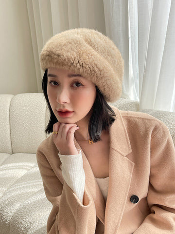 VINTAGE KOREAN STYLE SABLE FUR BERET - WOMEN'S WINTER HAT