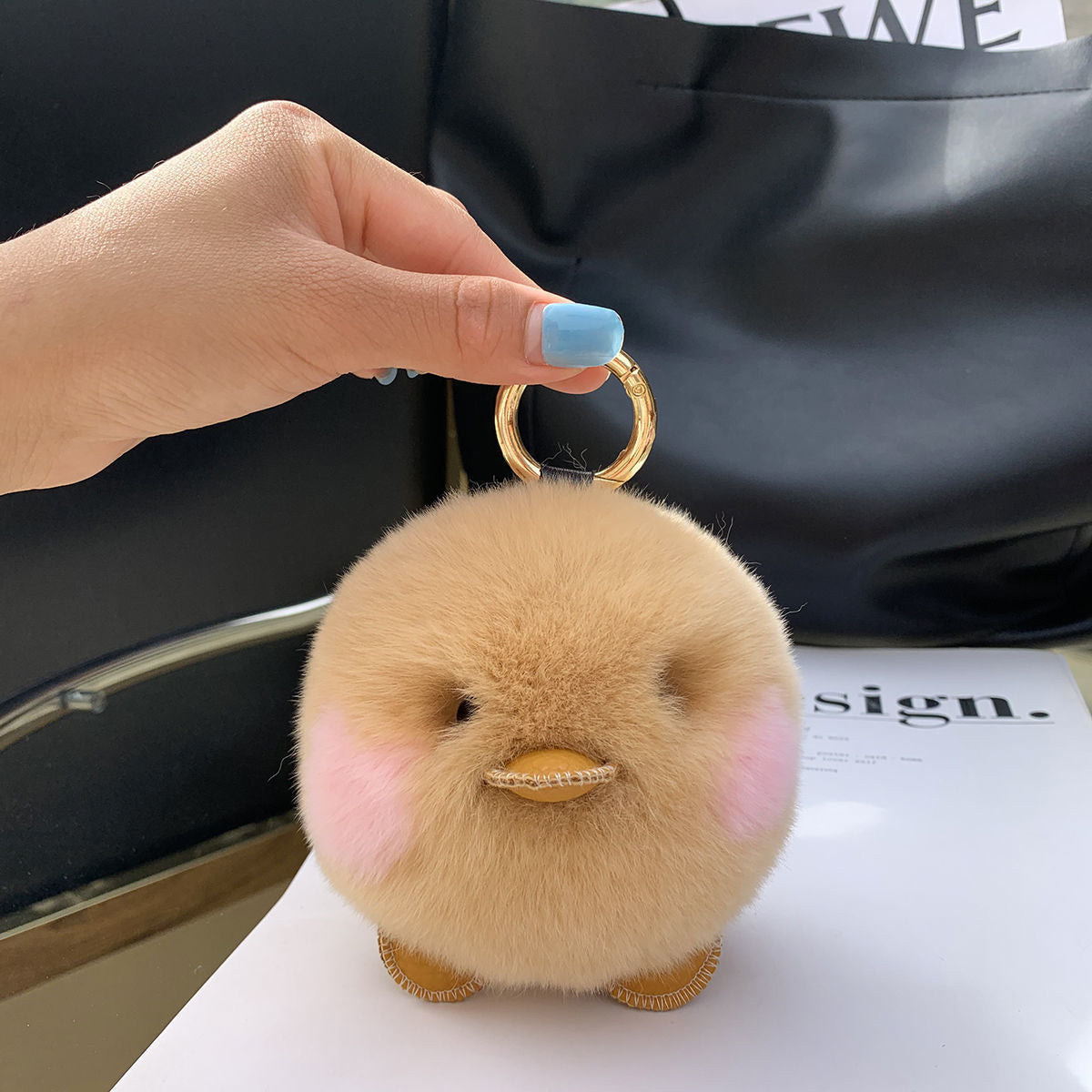 YELLOW DUCK KEYCHAIN PENDANT PLUSH TOY BACKPACK ACCESSORY