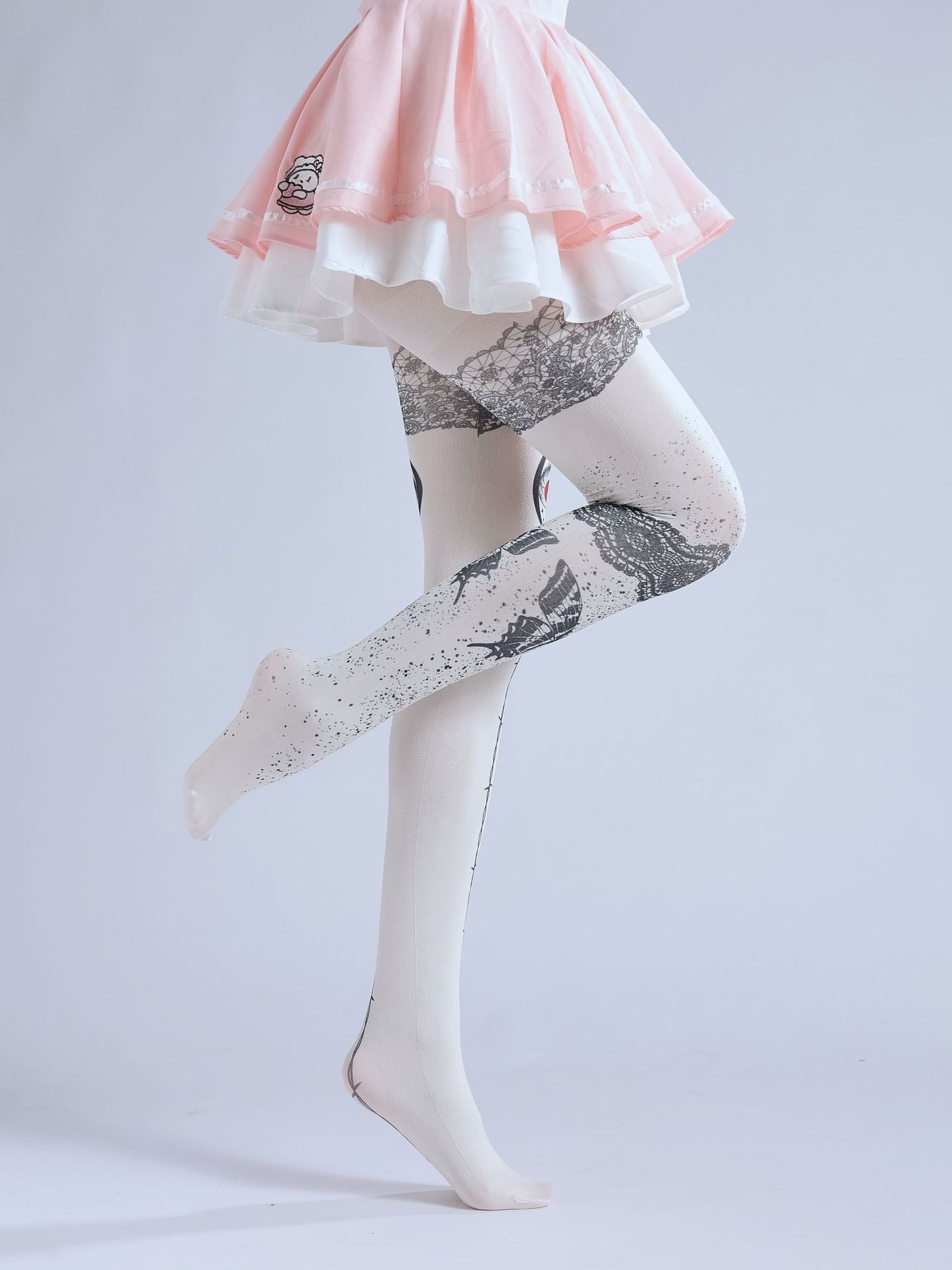 FAKE TATTOO LACE BUTTERFLY PATTERN LEGGINGS PRINT COS PANTYHOSE