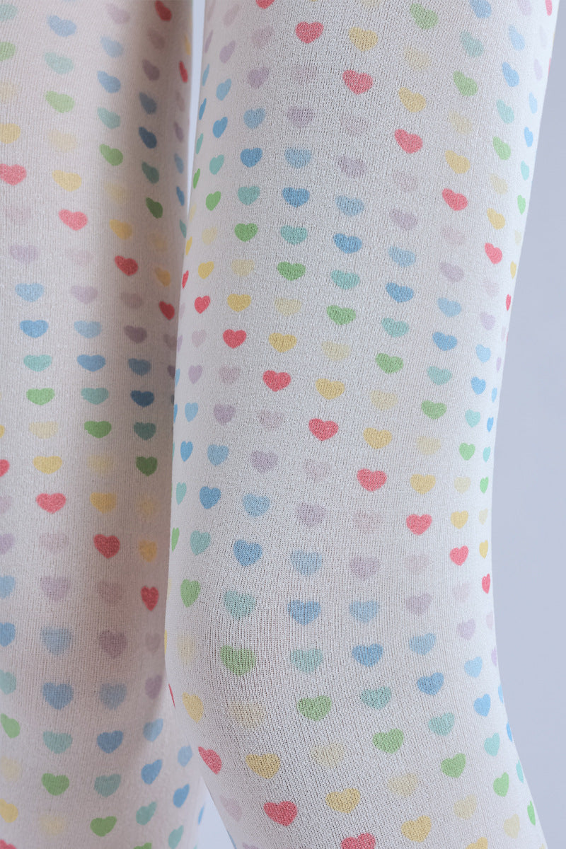 TWO-DIMENSIONAL LOLI OUTER SOCKS COLORFUL PEACH HEART PERSONALITY COS PATTERN LEGGINGS PRINTED PANTYHOSE