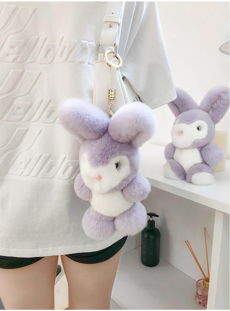 CUTE REAL RABBIT FUR BUNNY KEYCHAIN