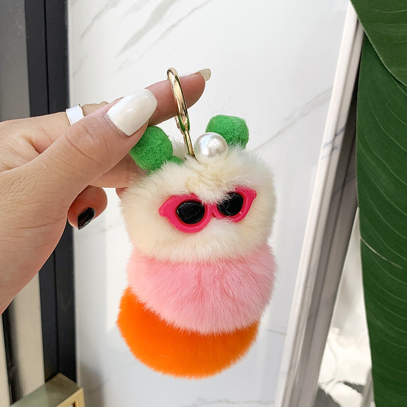 REX RABBIT HAIR UGLY CUTE CATERPILLAR FUR ACCESSORY