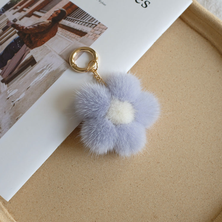 MINK FUR CHERRY BLOSSOM PENDANT BAG ACCESSORY