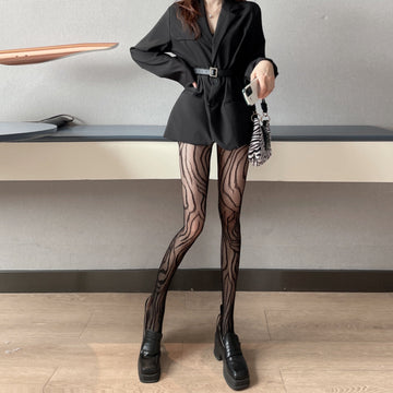 FASHION SUMMER THIN LEOPARD PRINT BOTTOM MESH SOCKS PANTYHOSE