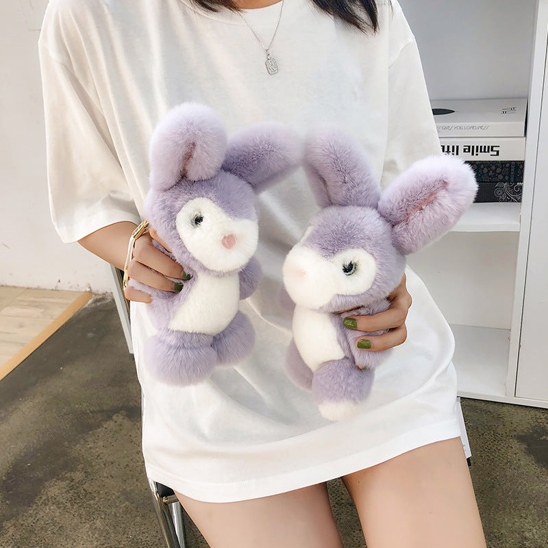 CUTE REAL RABBIT FUR BUNNY KEYCHAIN