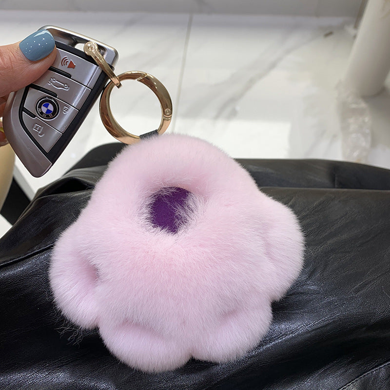 REX RABBIT FUR CAT CLAW KEY CHAIN PLUSH DOLL BEAR PAW ACCESSORY