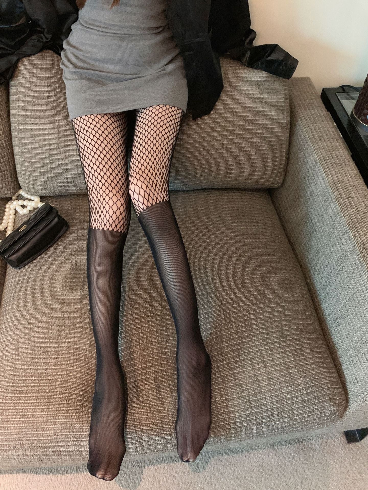 FASHION SUMMER DENSE PATTERN SHORT MEDIUM AND LONG SLIM LEG BOTTOMS PANTYHOSE