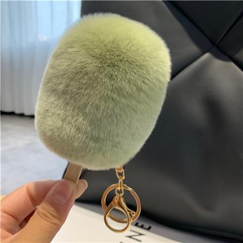 RABBIT FUR ICE CREAM BAG CHARM KEYCHAIN ACCESSORY