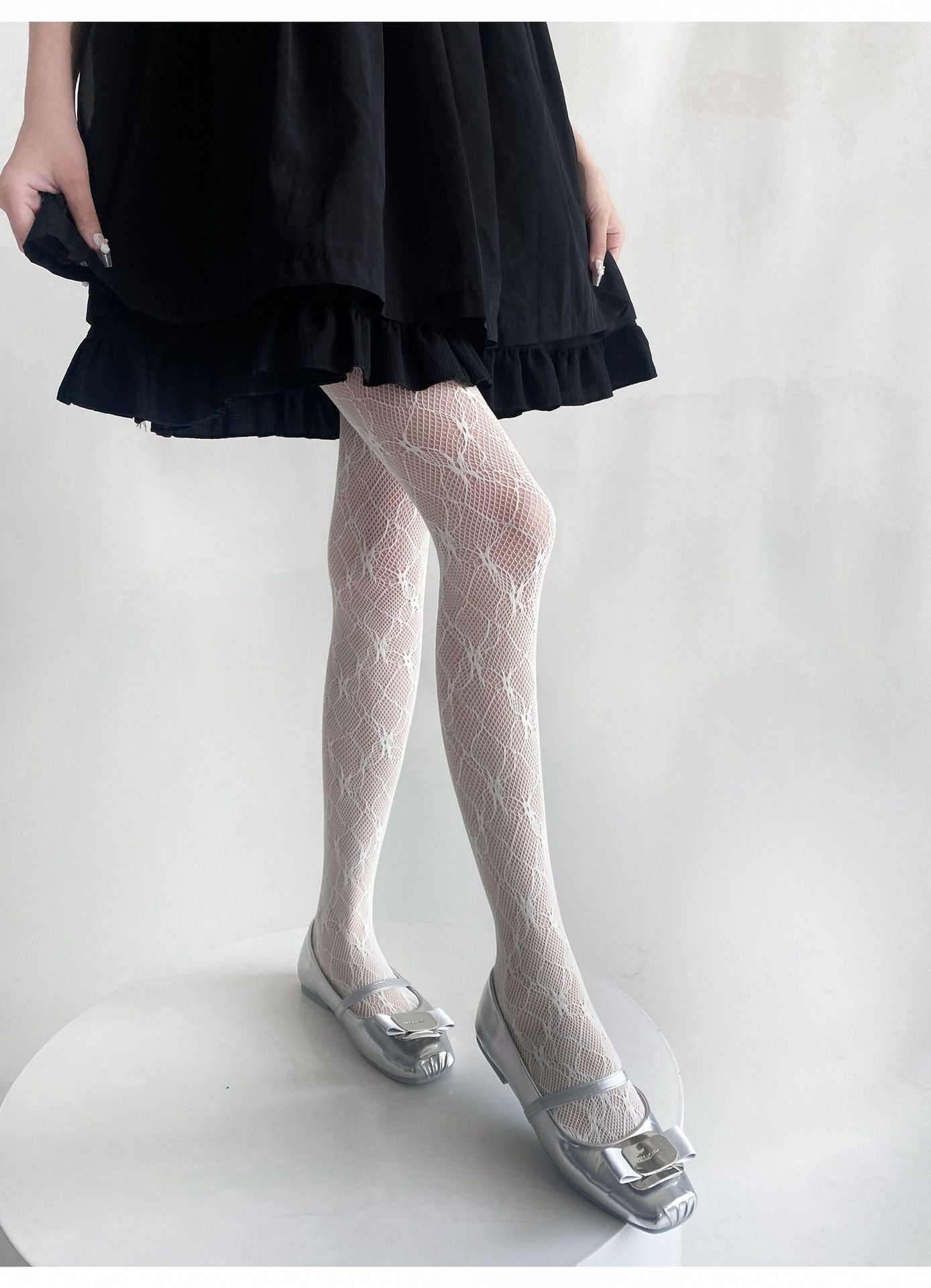THIN SUMMER LACE Y2K FLORAL HOLLOW LEG SHAPING BOTTOM SOCKS PANTYHOSE