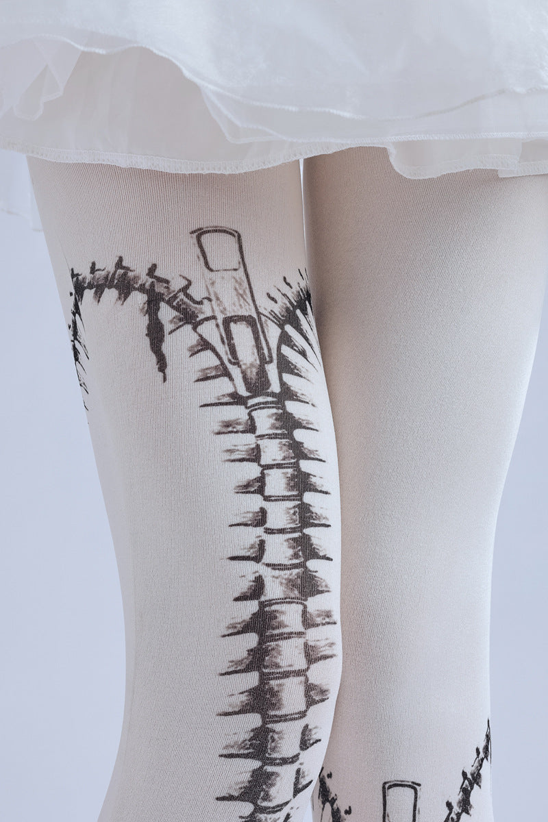 FUN PUNK GOTH ZIP PRINT PANTYHOSE COSPLAY PANTYHOSE