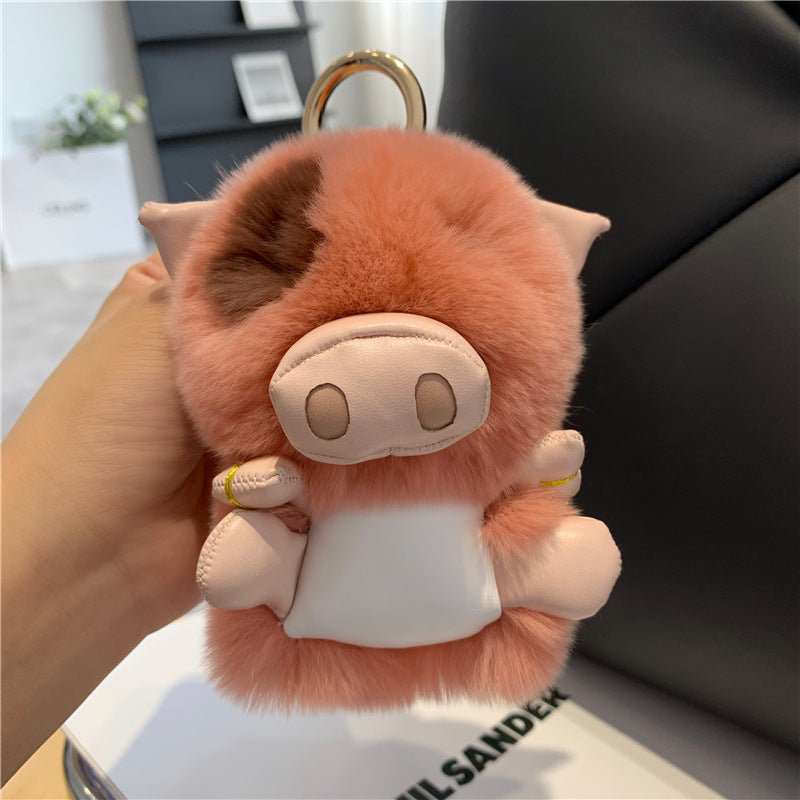 REAL REX RABBIT FUR KEYCHAIN PLUSH TOY BAG ACCESSORY
