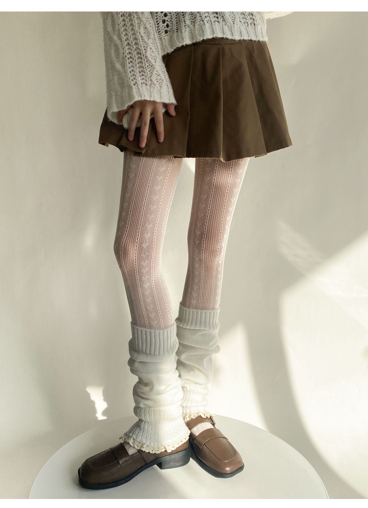 JAPANESE SWEET GIRL LOVE VERTICAL STRIPE RETRO HOLLOW FISHING NET SOCKS BOTTOM PANTYHOSE