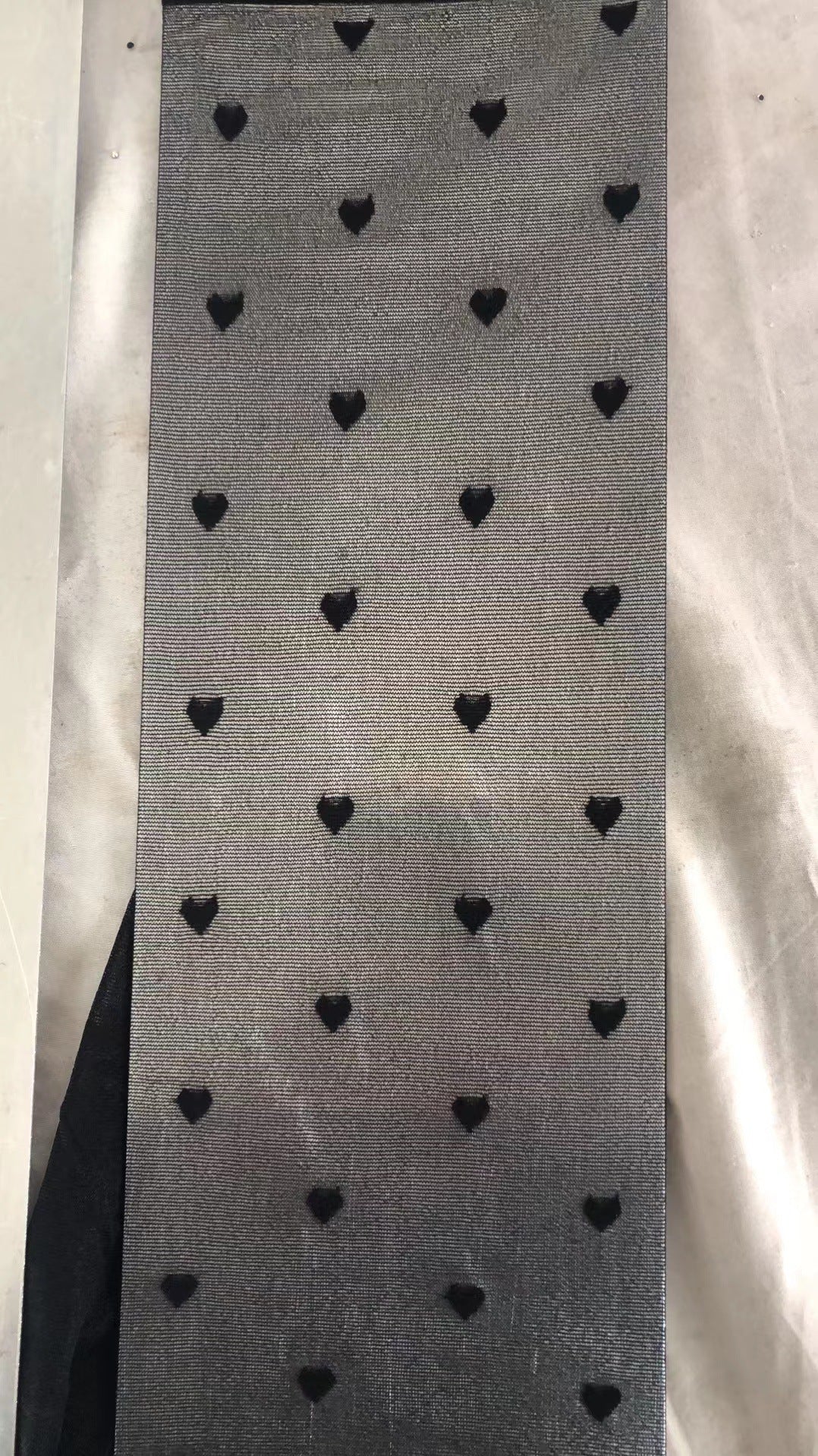 FASHION LITTLE HEART PATTERN THIN THROUGH MEAT LETTER JACQUARD SOCKS LACE SOCKS PANTYHOSE