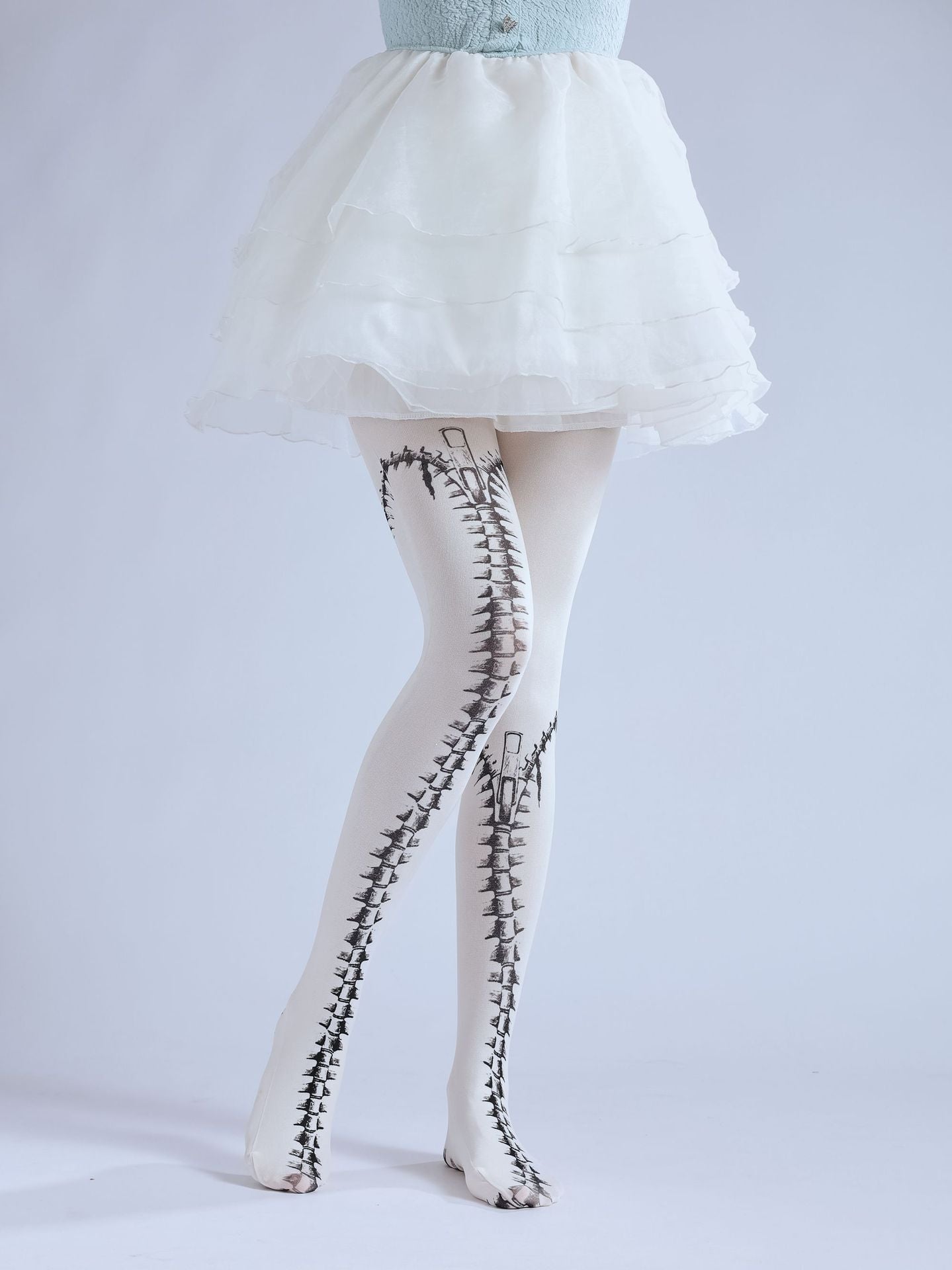 FUN PUNK GOTH ZIP PRINT PANTYHOSE COSPLAY PANTYHOSE