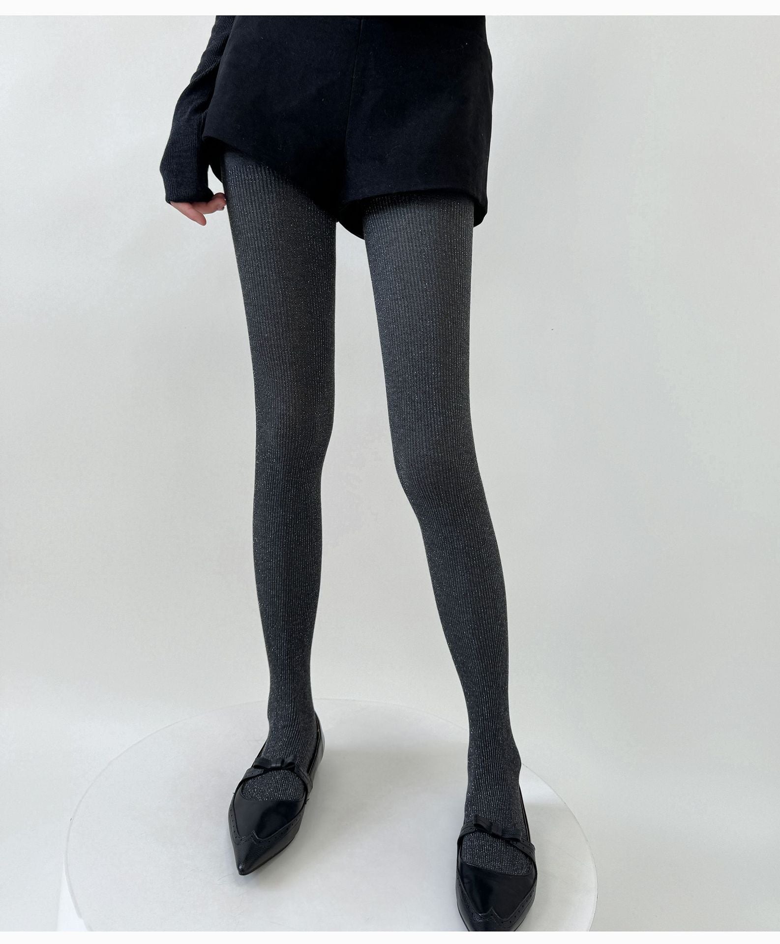 SPRING AND AUTUMN SMALL BRIGHT SILK SLIGHTLY FLASH SILVER SILK MIXED LINE VERTICAL STRIP LEGGINGS PANTYHOSE