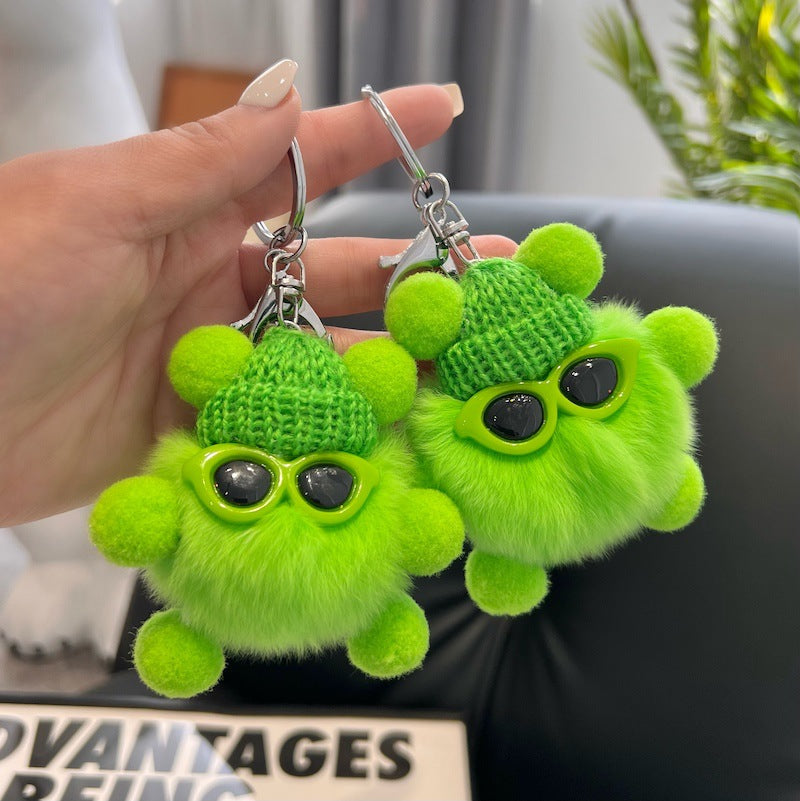CUTE REX RABBIT HAIR SMALL COAL BALL KEYCHAIN ACCESSORY