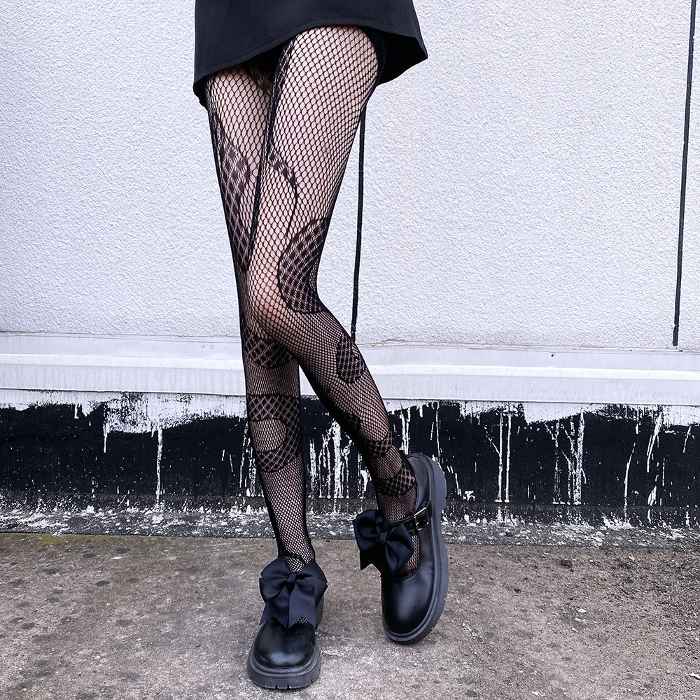 THIN RETRO PATTERN JK HOLLOW JACQUARD MESH SOCKS BOTTOMS