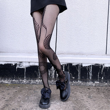 THIN SERPENTINE PATTERN HOLLOW JACQUARD STOCKINGS