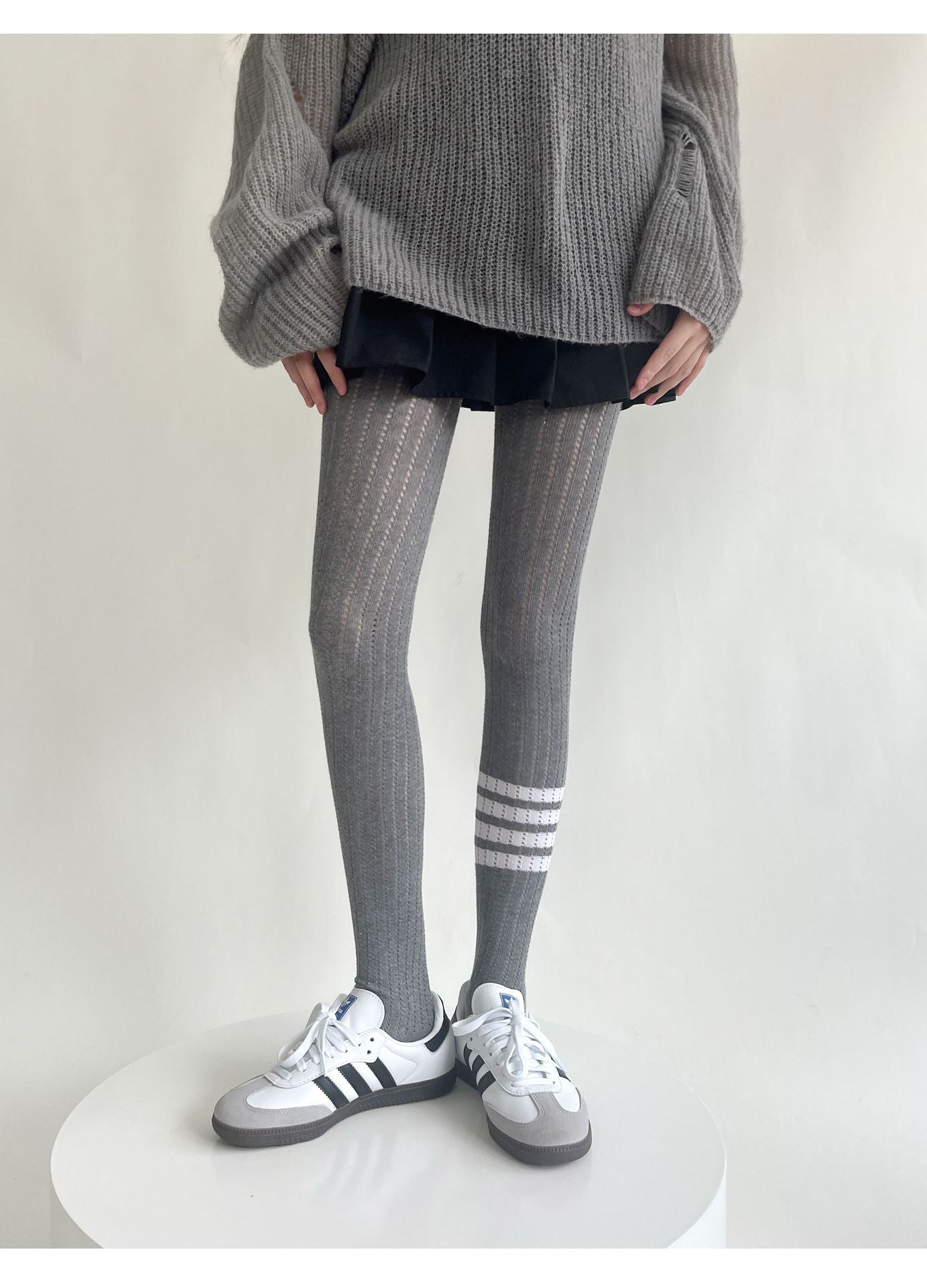 SPRING AND AUTUMN WEAR SKINNY ELASTIC FOUR-BAR BOTTOM KNITTED SOCKS PANTYHOSE