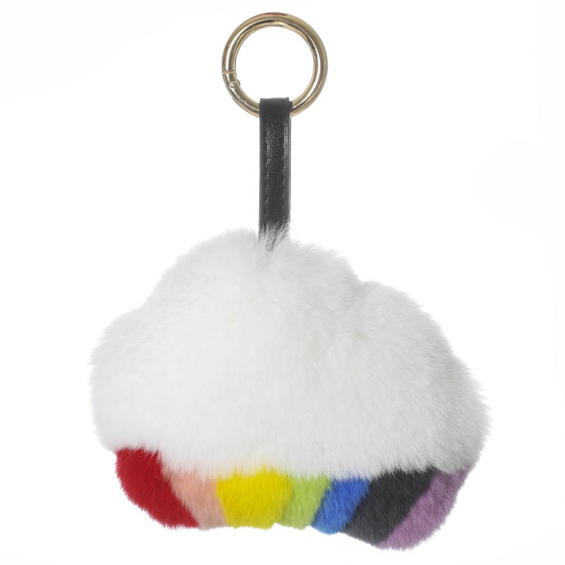 REAL REX RABBIT FUR RAINBOW CLOUD BAG CHARM ACCESSORIES