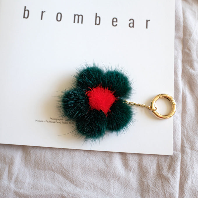MINK FUR CHERRY BLOSSOM PENDANT BAG ACCESSORY