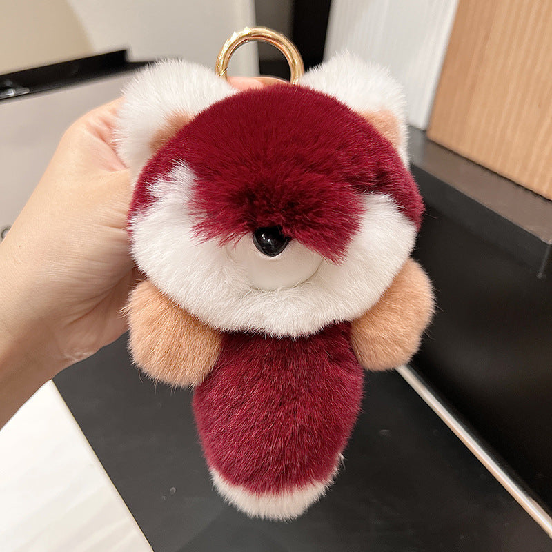 REAL RABBIT HAIR SMALL FOX CHARM DOLL ACCESSORY