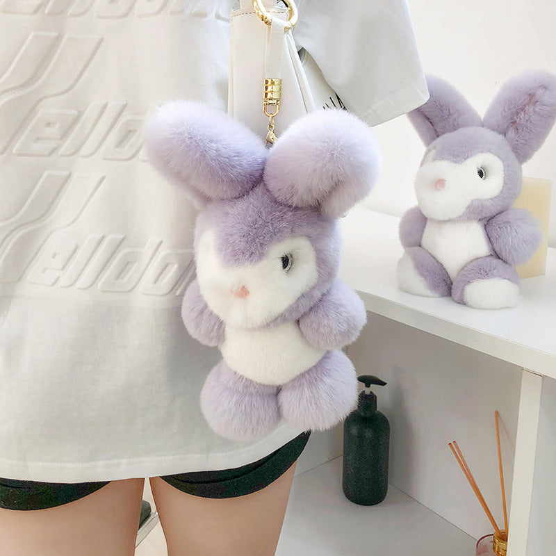 CUTE REAL RABBIT FUR BUNNY KEYCHAIN