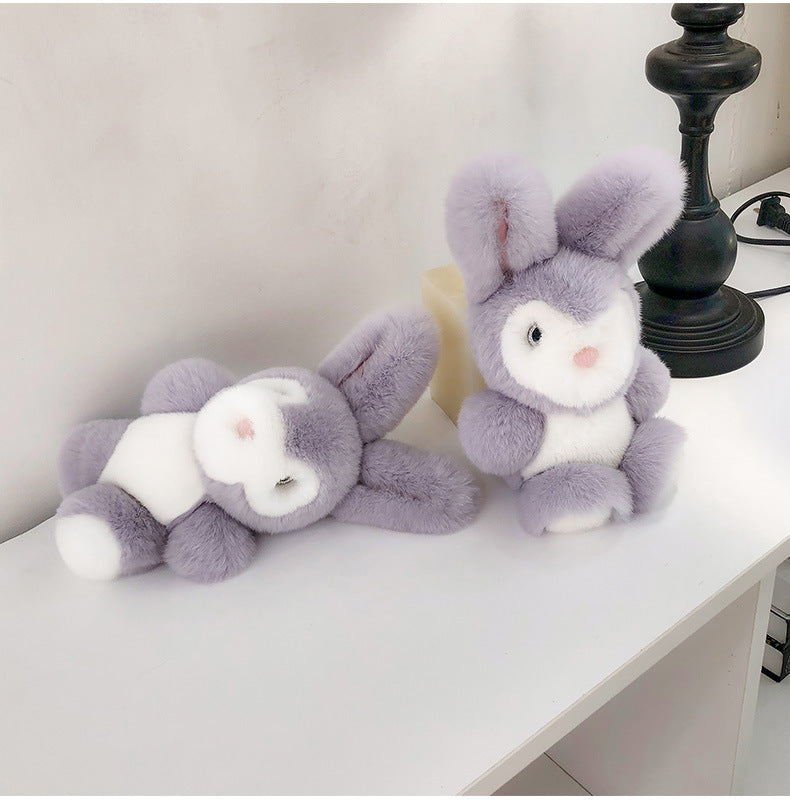 CUTE REAL RABBIT FUR BUNNY KEYCHAIN
