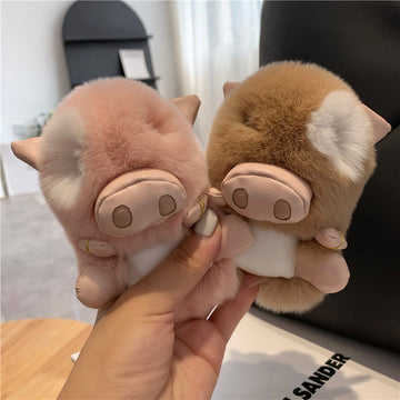 REAL REX RABBIT FUR KEYCHAIN PLUSH TOY BAG ACCESSORY
