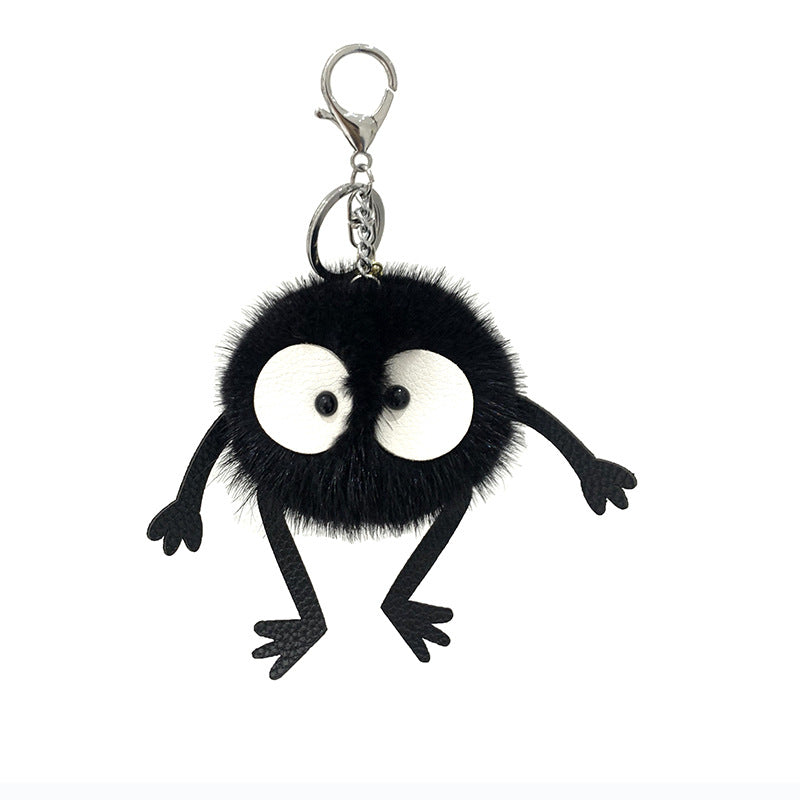 QUMOU YUN GRASS HAT MINK HAIR SMALL COAL BALL BLACK COAL ELF PLUSH ACCESSORY