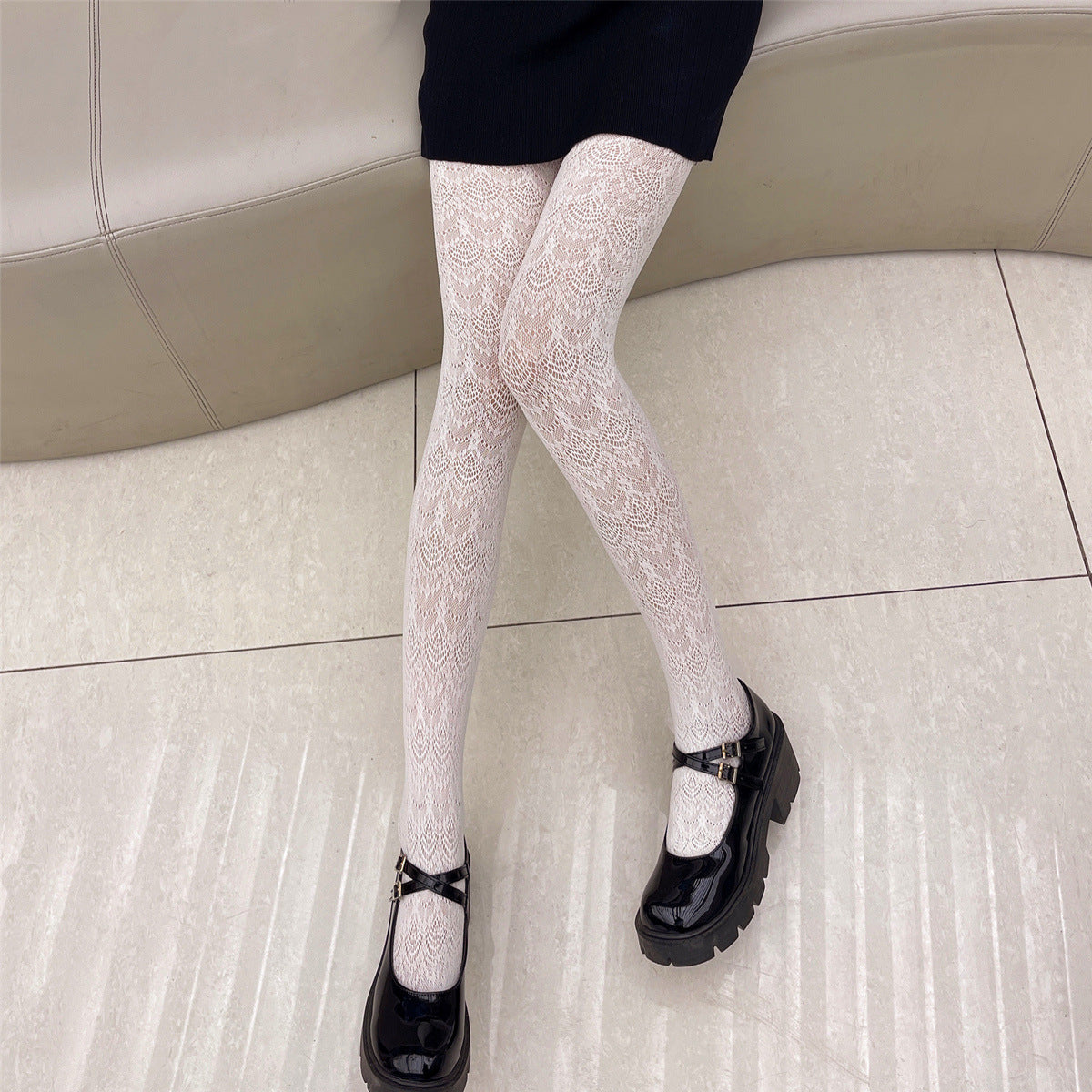 FASHION JACQUARD HOLLOW MESH SOCKS LOLI GIRL BOTTOM PANTYHOSE