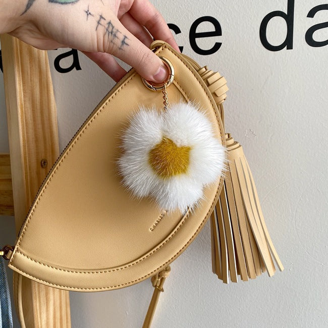MINK FUR CHERRY BLOSSOM PENDANT BAG ACCESSORY