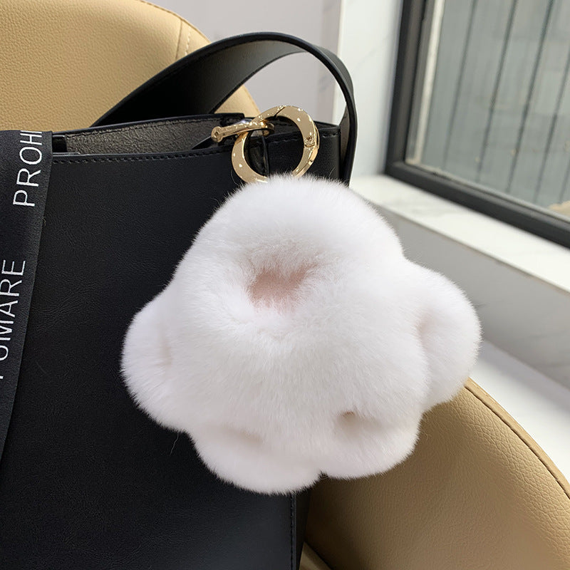 REX RABBIT FUR CAT CLAW KEY CHAIN PLUSH DOLL BEAR PAW ACCESSORY