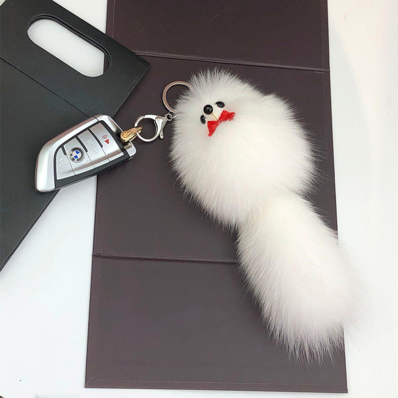CUTE FOX FUR BALL BAG CHARM KEYCHAIN ACCESSORY