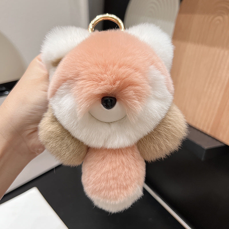 REAL RABBIT HAIR SMALL FOX CHARM DOLL ACCESSORY