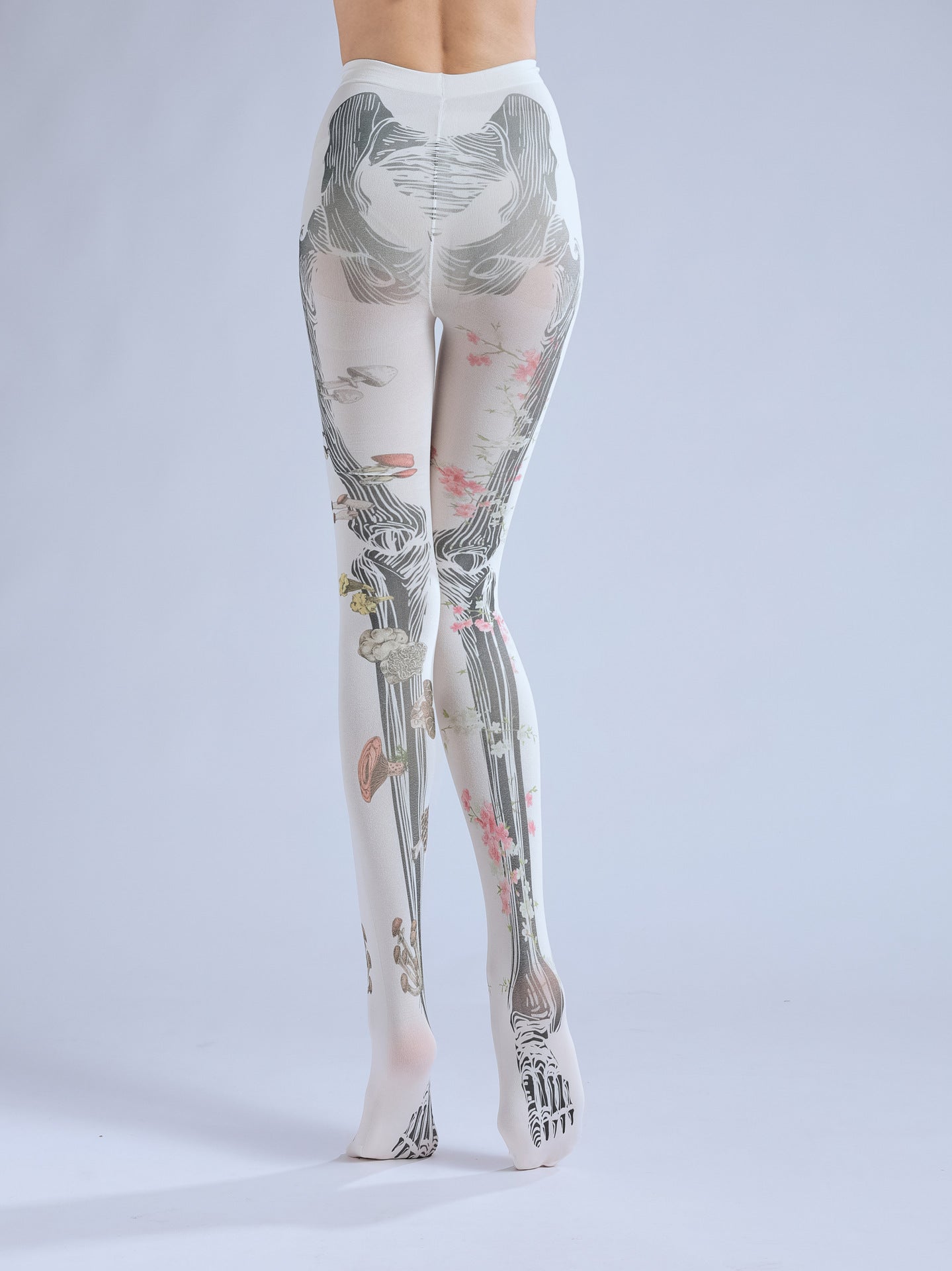 DARK ARTICULATED BONES PRINT TATTOO PATTERN HALLOWEEN DANCING PANTYHOSE