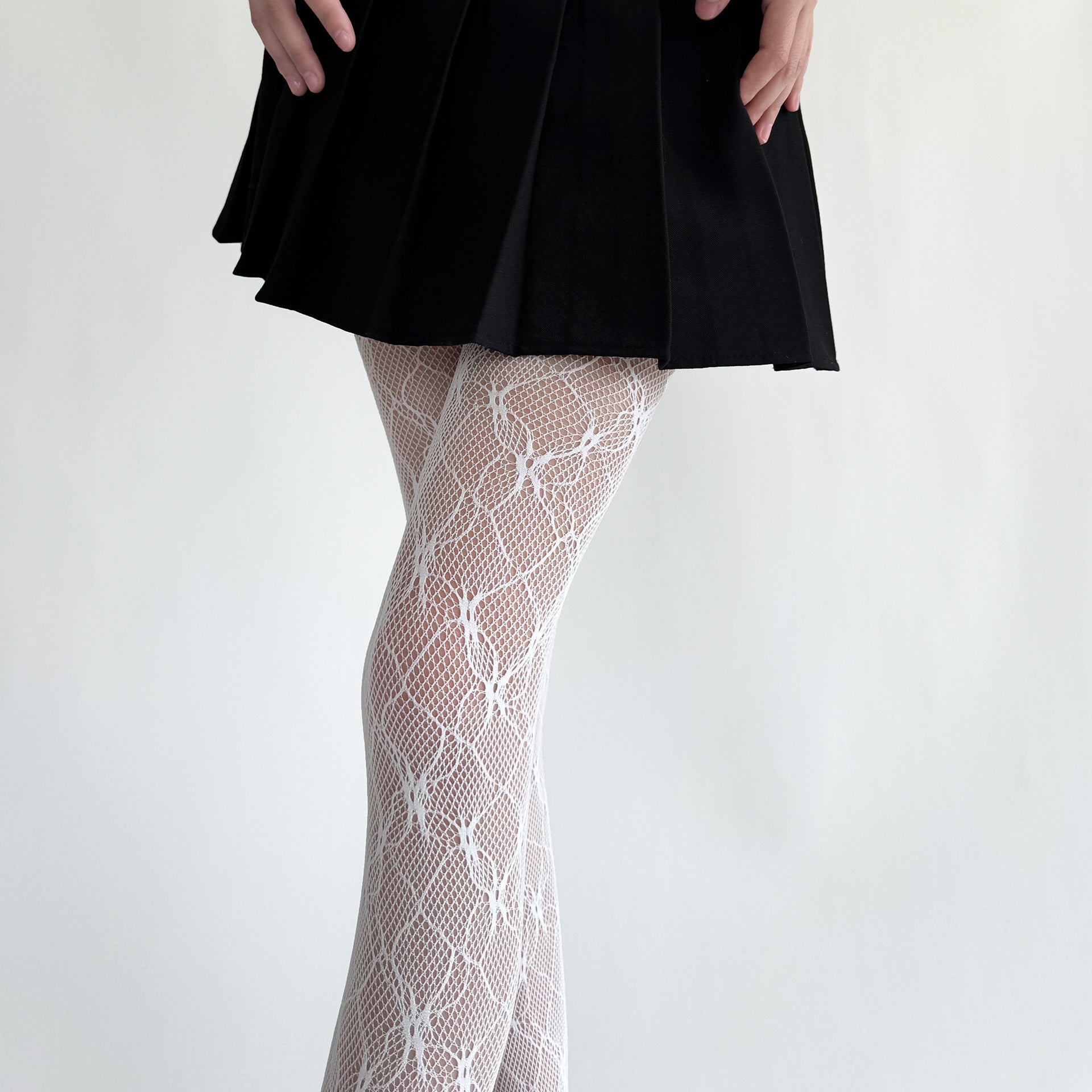 THIN SUMMER LACE Y2K FLORAL HOLLOW LEG SHAPING BOTTOM SOCKS PANTYHOSE