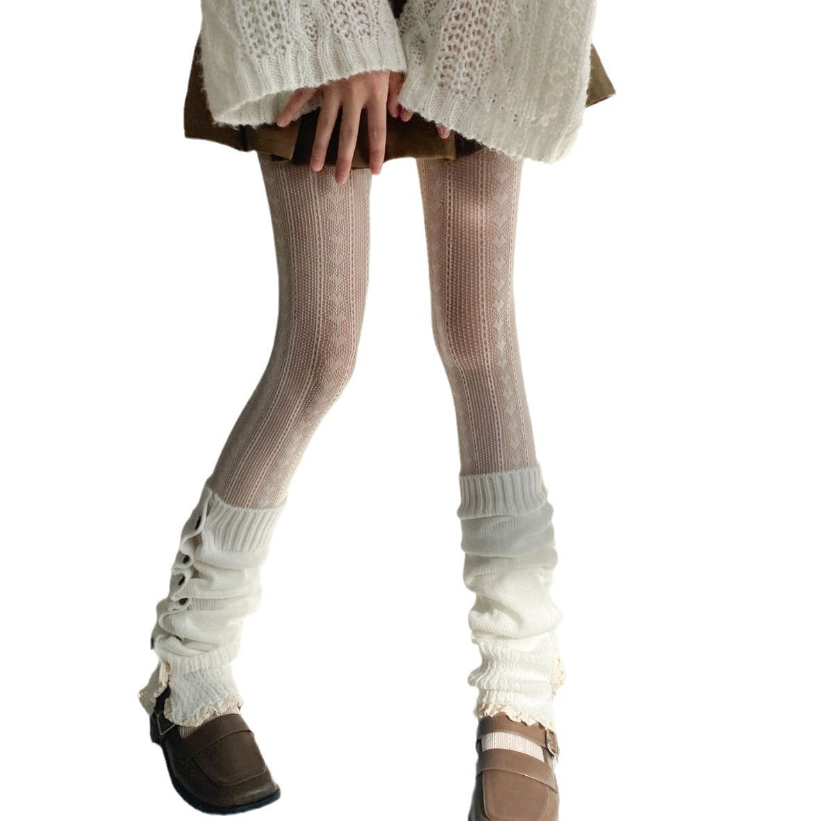 JAPANESE SWEET GIRL LOVE VERTICAL STRIPE RETRO HOLLOW FISHING NET SOCKS BOTTOM PANTYHOSE
