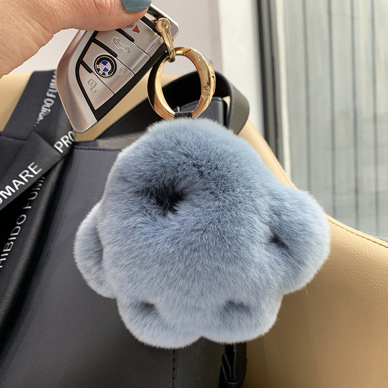 REX RABBIT FUR CAT CLAW KEY CHAIN PLUSH DOLL BEAR PAW ACCESSORY