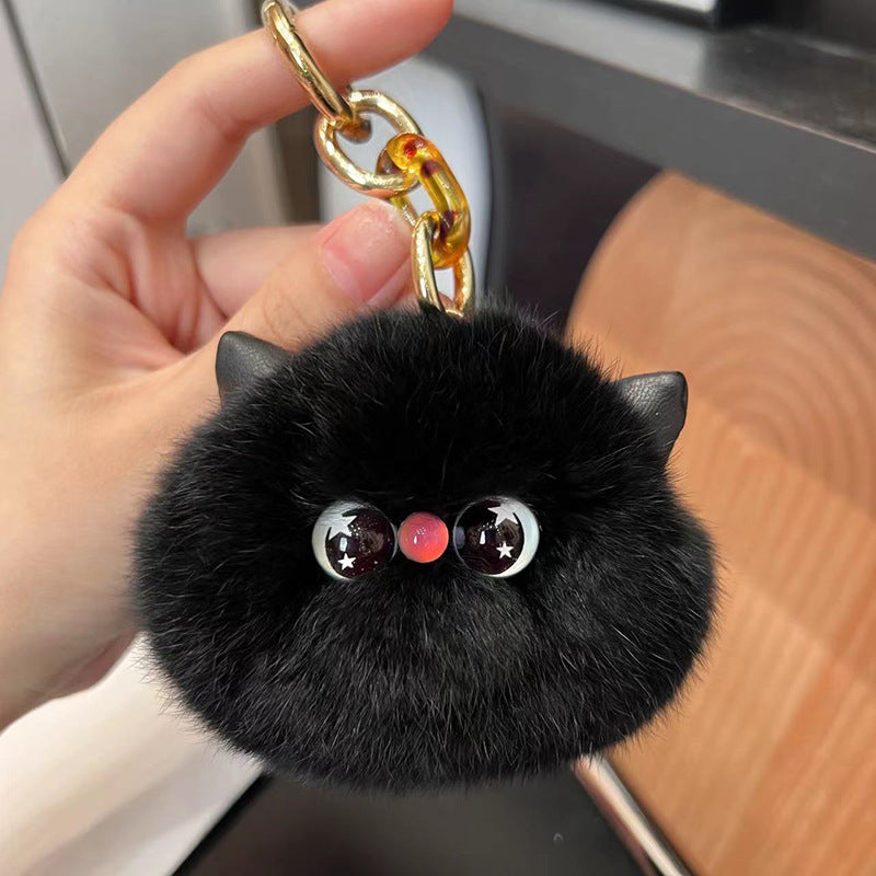 CUTE AND ADORABLE OTTER BUNNY FUR CAT CAR KEYCHAIN ACCESSORY