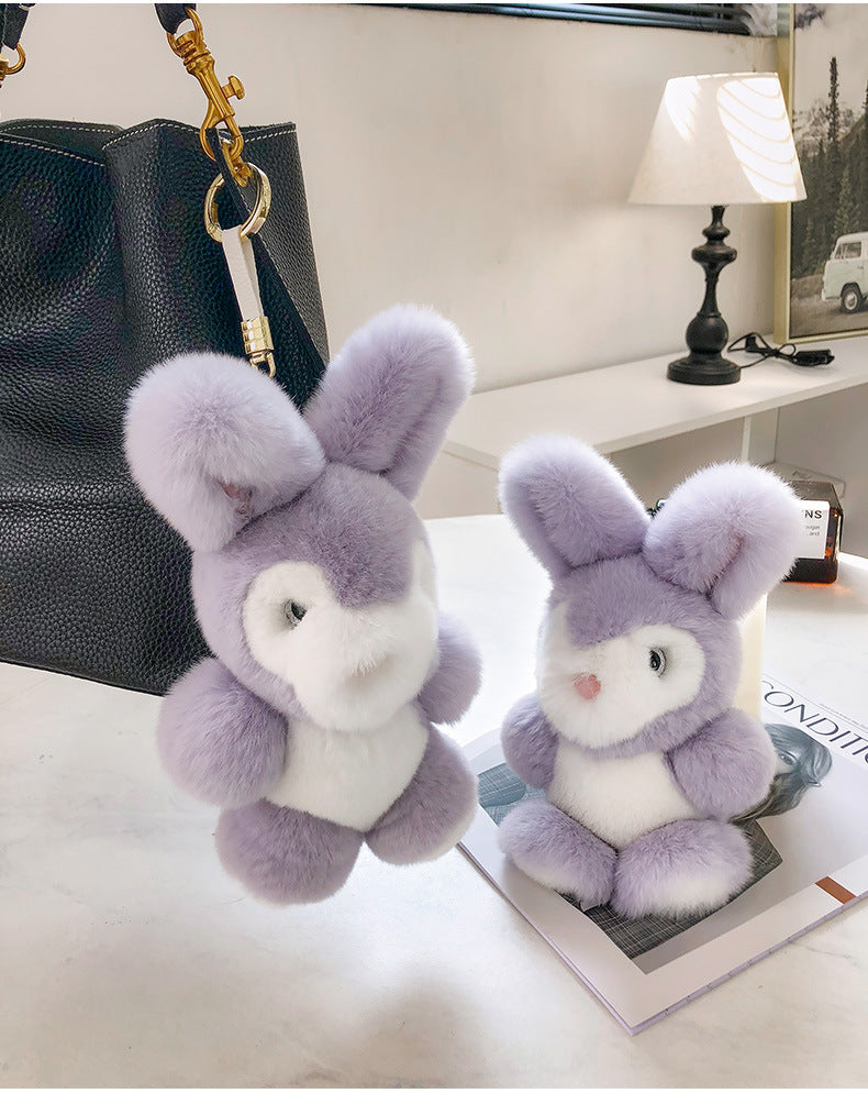CUTE REAL RABBIT FUR BUNNY KEYCHAIN
