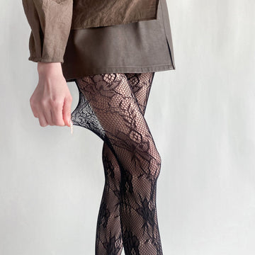 FASHION FLORAL VINTAGE VINE HOLLOW LACE BOTTOM PANTYHOSE LOLITA PANTYHOSE