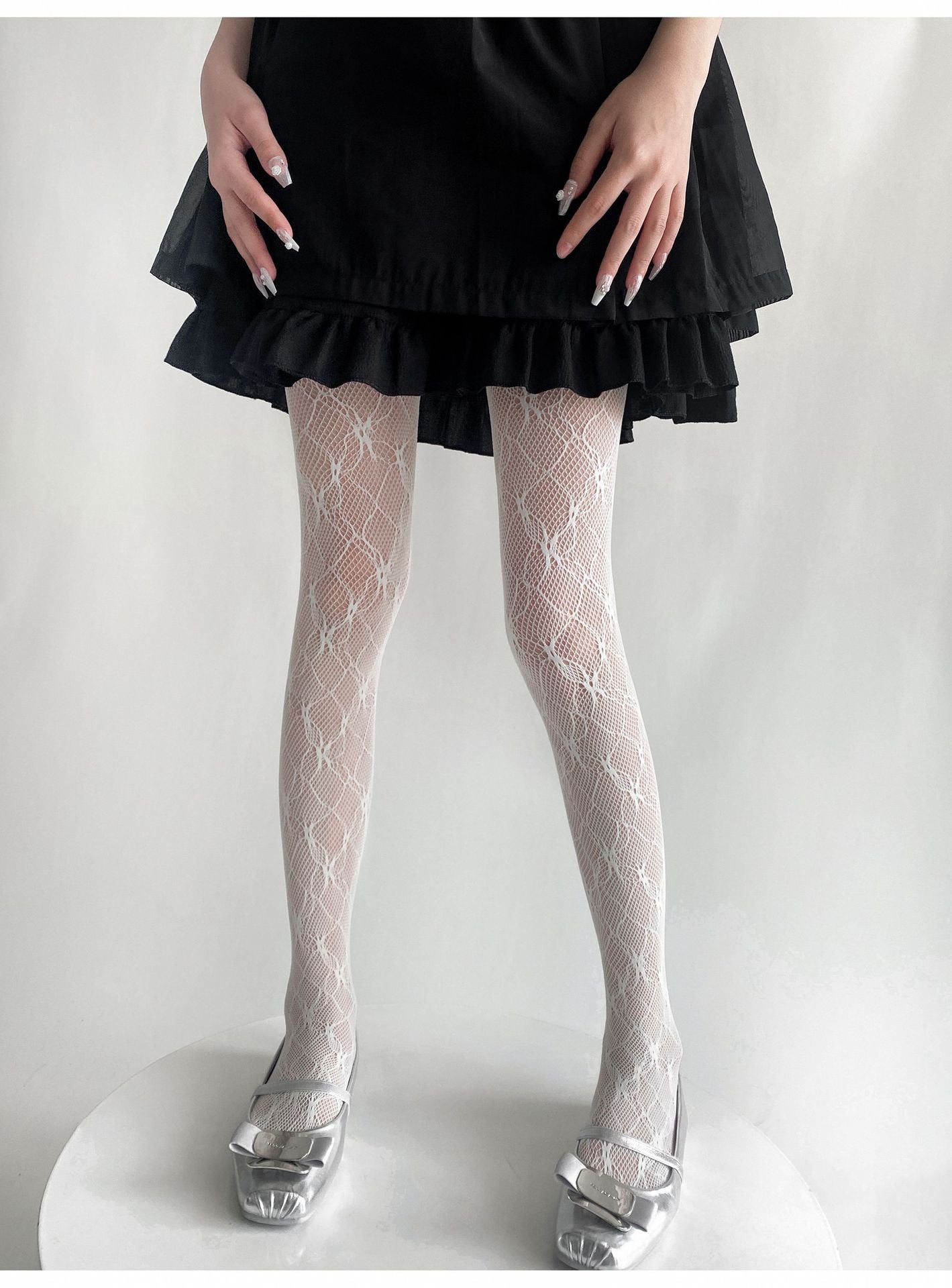 THIN SUMMER LACE Y2K FLORAL HOLLOW LEG SHAPING BOTTOM SOCKS PANTYHOSE